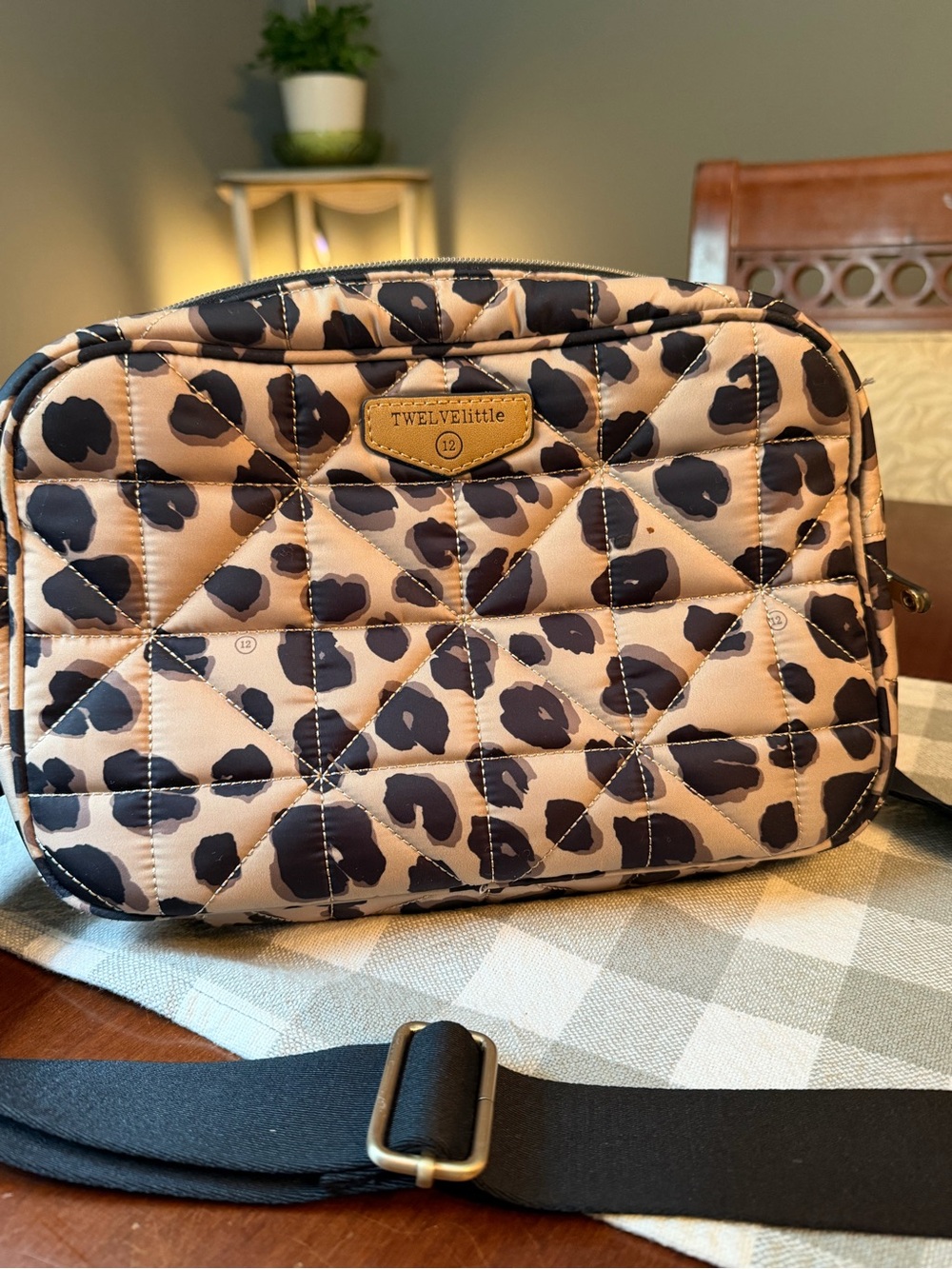 Twelve Little Quilted Leopard-Print Crossbody Bag Diaper bag in Beige and Black